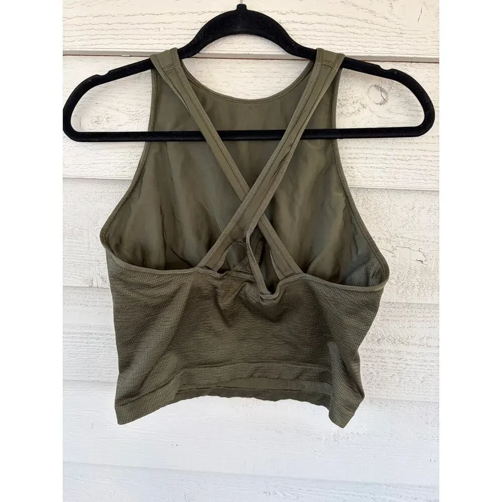 Victoria’s Secret PINK Olive Green Seamless Racerback Workout Tank XL - Picture 3 of 5